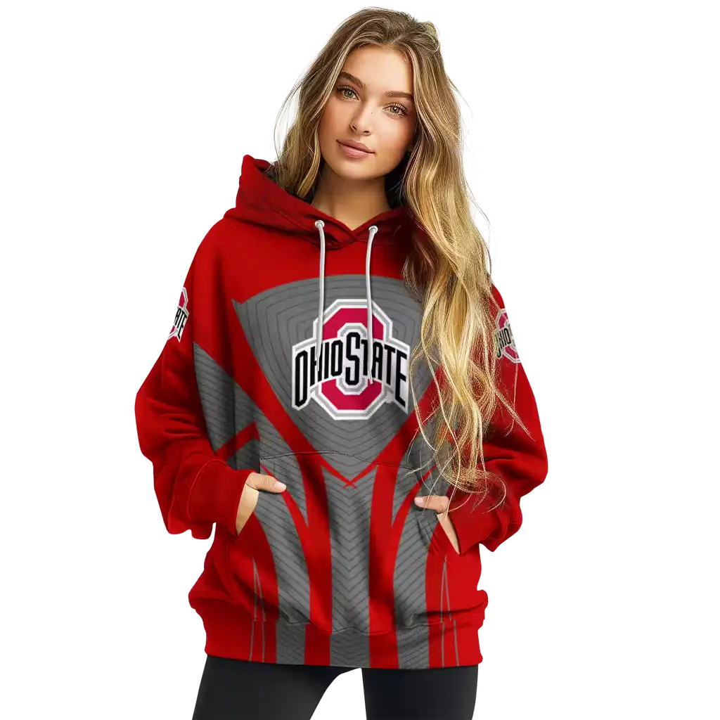 ohio state buckeyes concentric lines scarlet black hoodie high quality ohio state buckeyes concentric lines scarlet black hoodie high quality