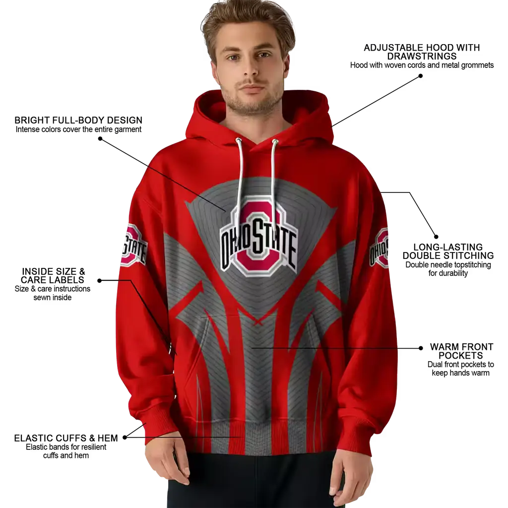 ohio state buckeyes concentric lines scarlet black hoodie latest model ohio state buckeyes concentric lines scarlet black hoodie latest model