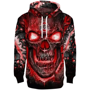 ohio state buckeyes demonic skull scarlet black hoodie best selling