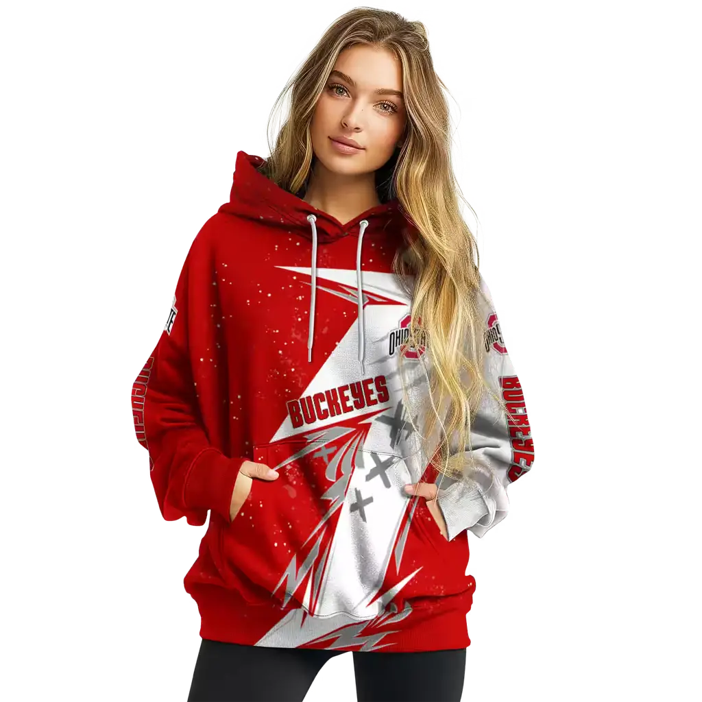 ohio state buckeyes dynamic slash scarlet white hoodie high quality ohio state buckeyes dynamic slash scarlet white hoodie high quality