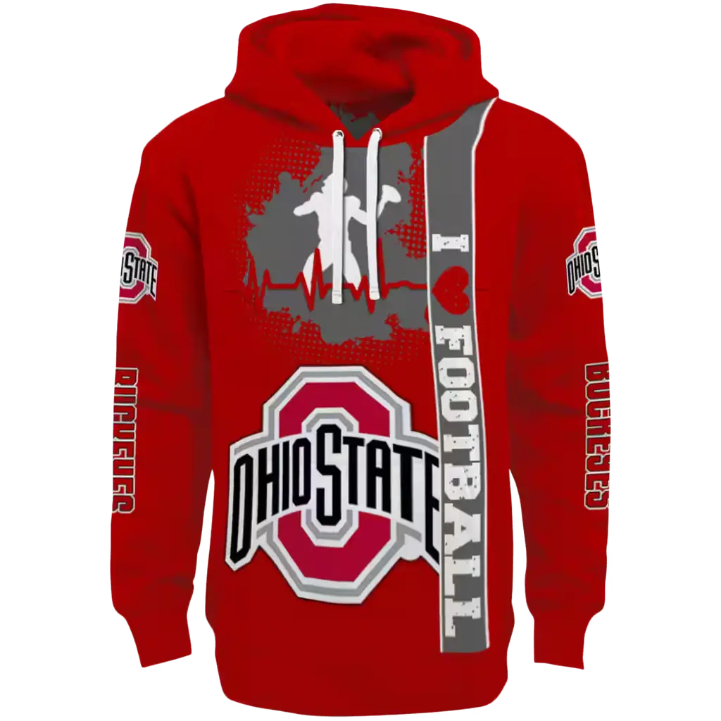 ohio state buckeyes football heartbeat scarlet hoodie best selling ohio state buckeyes football heartbeat scarlet hoodie best selling