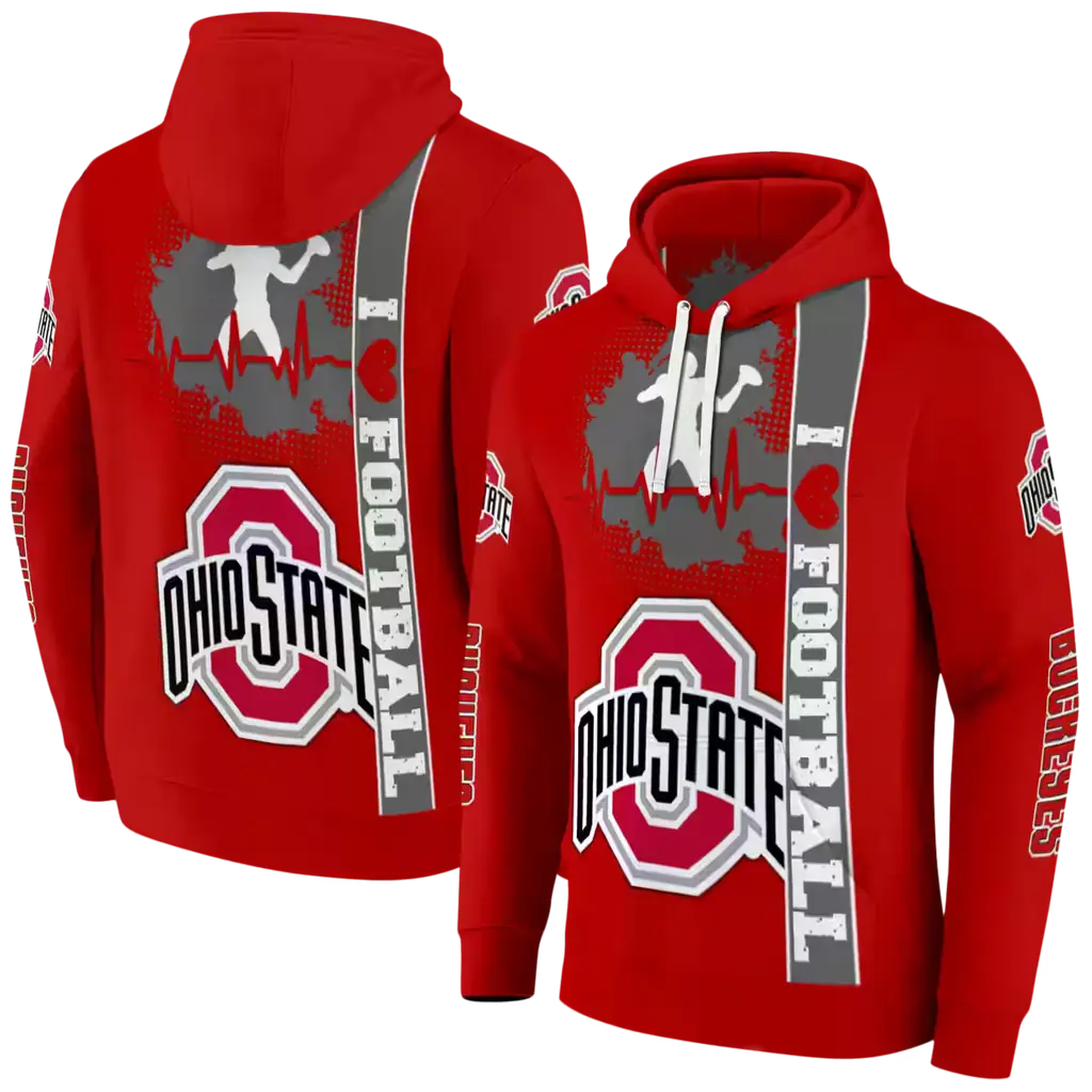 ohio state buckeyes football heartbeat scarlet hoodie fashion forward ohio state buckeyes football heartbeat scarlet hoodie fashion forward