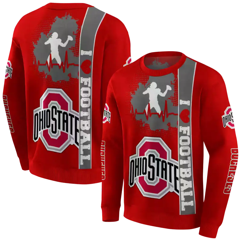 ohio state buckeyes football heartbeat scarlet hoodie premium grade ohio state buckeyes football heartbeat scarlet hoodie premium grade