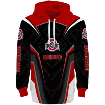 ohio state buckeyes futuristic pattern scarlet black hoodie best selling