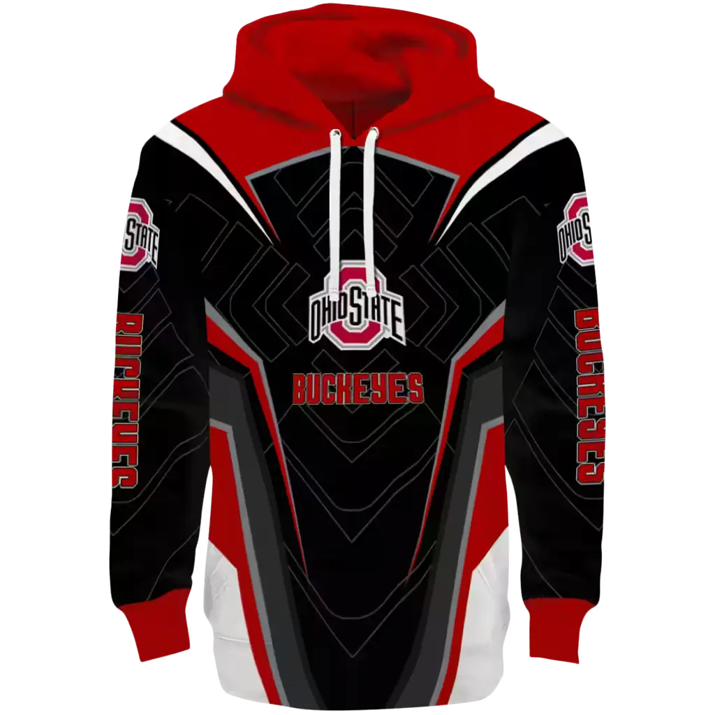 ohio state buckeyes futuristic pattern scarlet black hoodie best selling ohio state buckeyes futuristic pattern scarlet black hoodie best selling