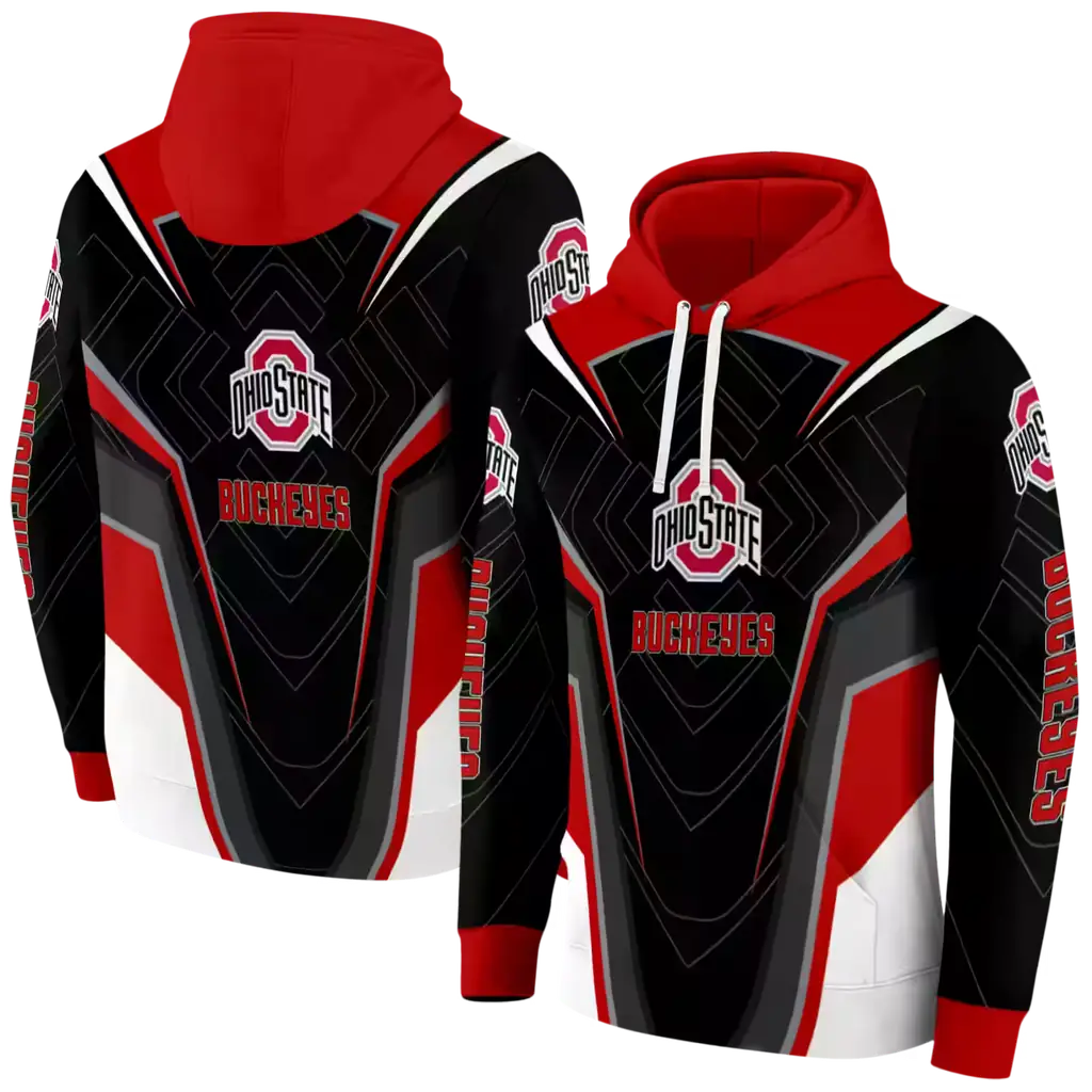 ohio state buckeyes futuristic pattern scarlet black hoodie fashion forward ohio state buckeyes futuristic pattern scarlet black hoodie fashion forward