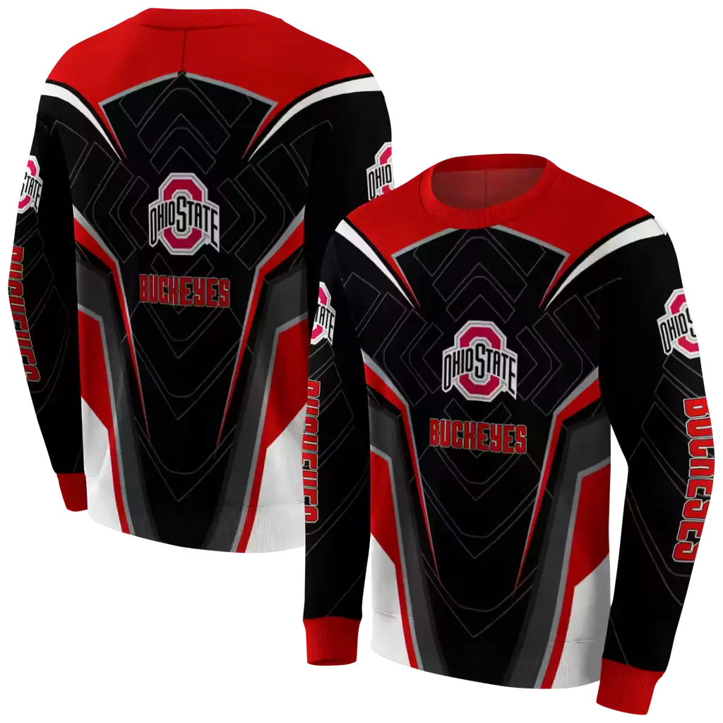 ohio state buckeyes futuristic pattern scarlet black hoodie premium grade ohio state buckeyes futuristic pattern scarlet black hoodie premium grade