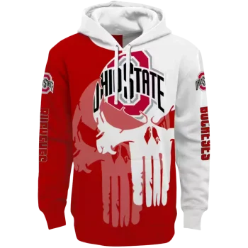 ohio state buckeyes graphic punisher scarlet white hoodie best selling