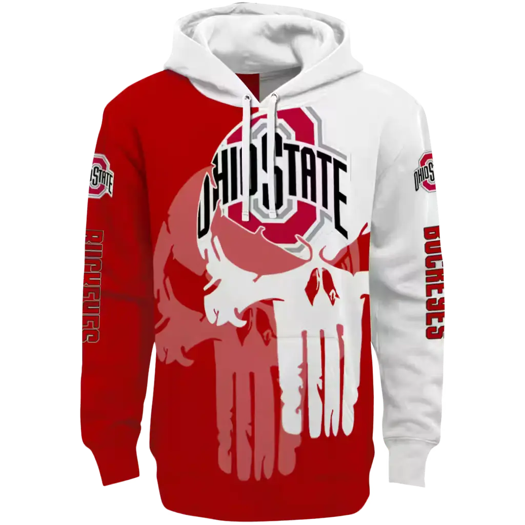 ohio state buckeyes graphic punisher scarlet white hoodie best selling ohio state buckeyes graphic punisher scarlet white hoodie best selling