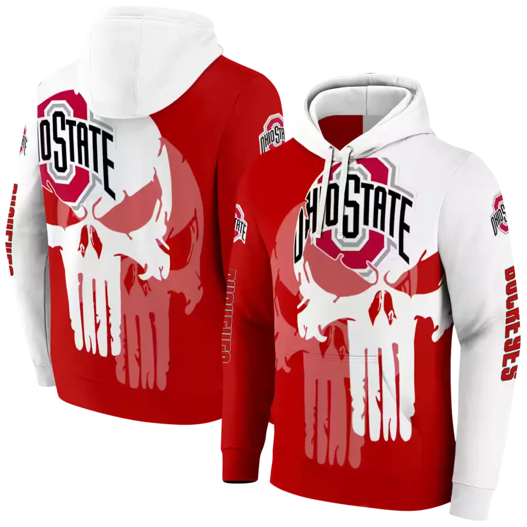 ohio state buckeyes graphic punisher scarlet white hoodie fashion forward ohio state buckeyes graphic punisher scarlet white hoodie fashion forward