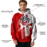 ohio state buckeyes graphic punisher scarlet white hoodie best selling