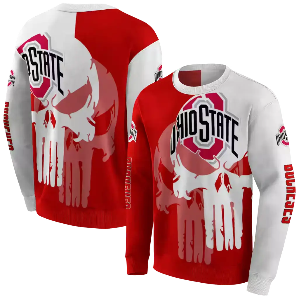 ohio state buckeyes graphic punisher scarlet white hoodie premium grade ohio state buckeyes graphic punisher scarlet white hoodie premium grade