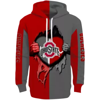 ohio state buckeyes heartbeat graphic scarlet hoodie best selling