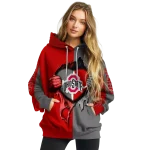 ohio state buckeyes heartbeat graphic scarlet hoodie best selling