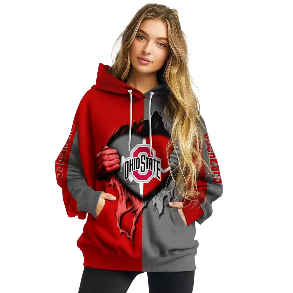 ohio state buckeyes heartbeat graphic scarlet hoodie high quality ohio state buckeyes heartbeat graphic scarlet hoodie high quality