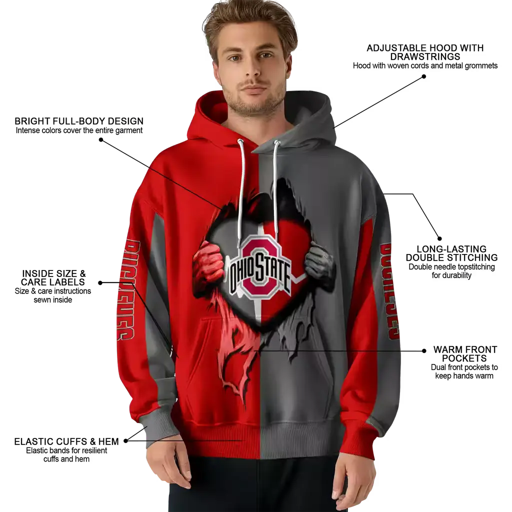 ohio state buckeyes heartbeat graphic scarlet hoodie latest model ohio state buckeyes heartbeat graphic scarlet hoodie latest model