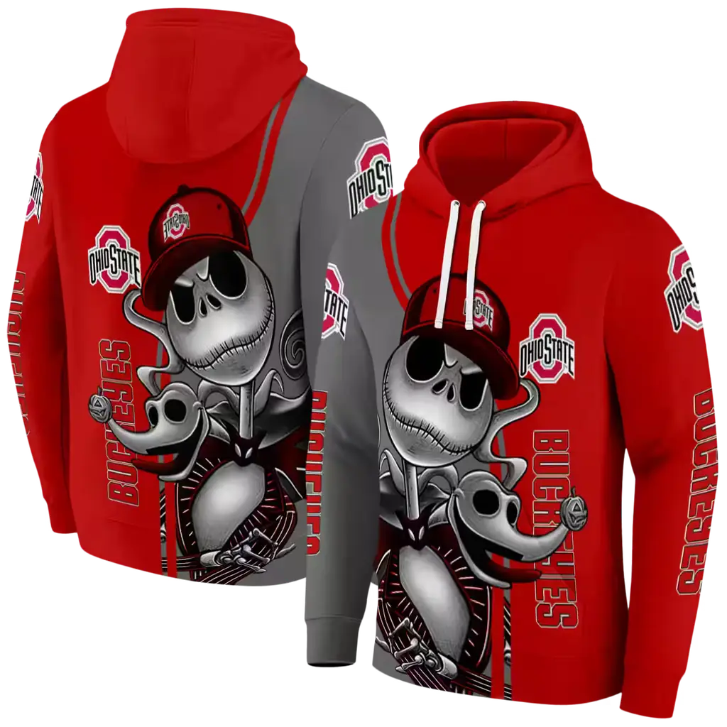 ohio state buckeyes jack skellington scarlet hoodie fashion forward ohio state buckeyes jack skellington scarlet hoodie fashion forward