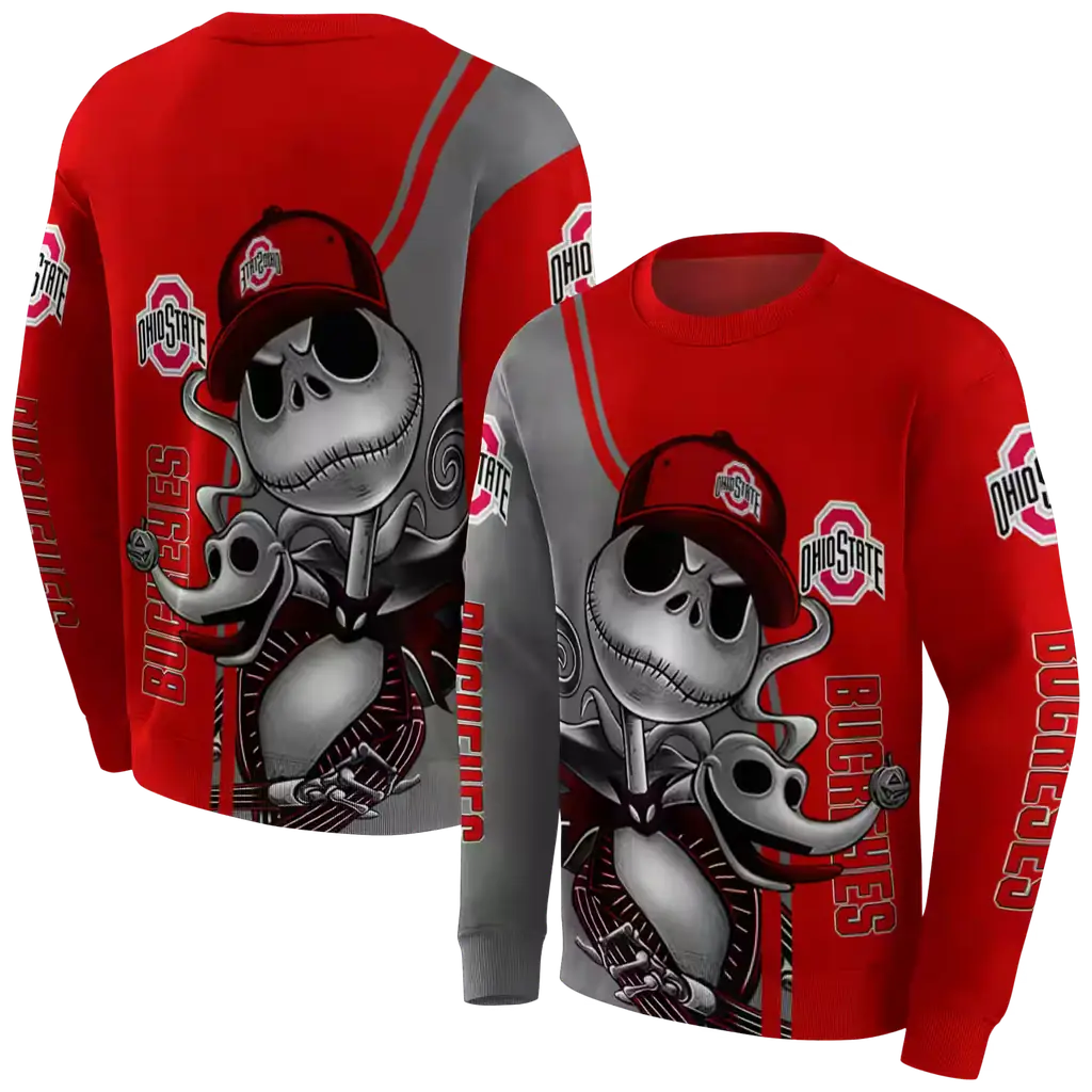 ohio state buckeyes jack skellington scarlet hoodie premium grade ohio state buckeyes jack skellington scarlet hoodie premium grade