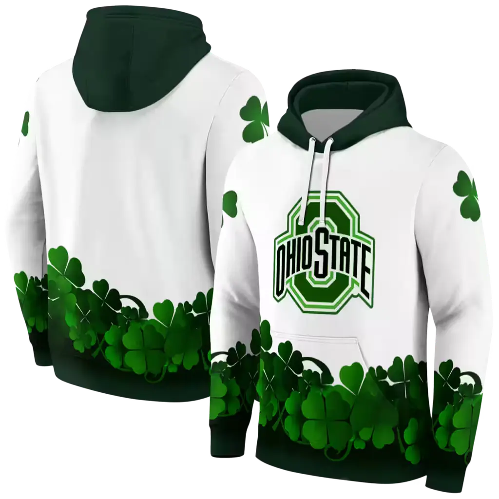 ohio state buckeyes lucky motif white green hoodie fashion forward ohio state buckeyes lucky motif white green hoodie fashion forward