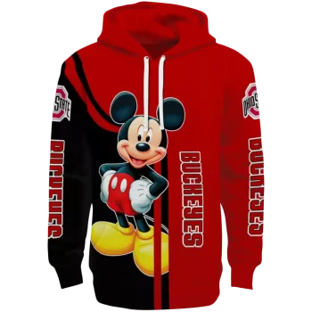ohio state buckeyes mickey mouse scarlet black hoodie best selling