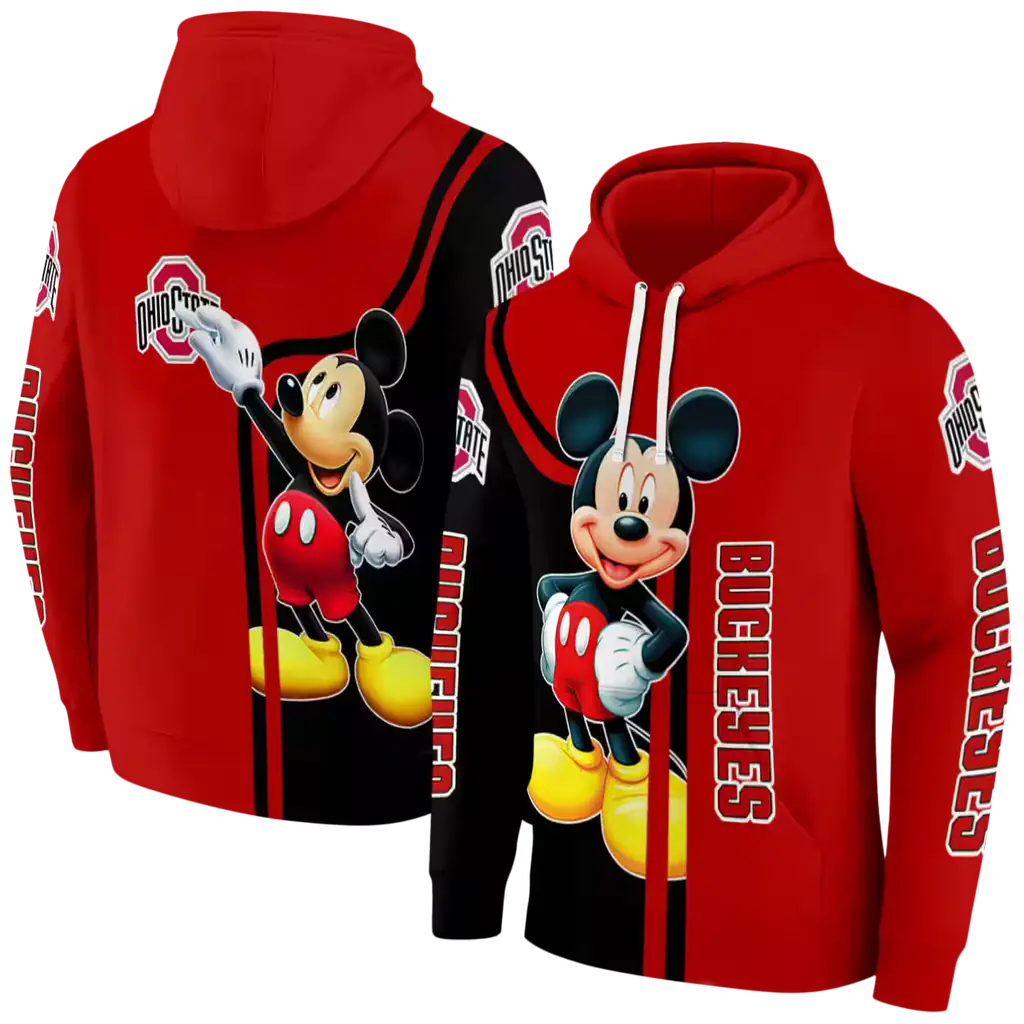 ohio state buckeyes mickey mouse scarlet black hoodie fashion forward ohio state buckeyes mickey mouse scarlet black hoodie fashion forward