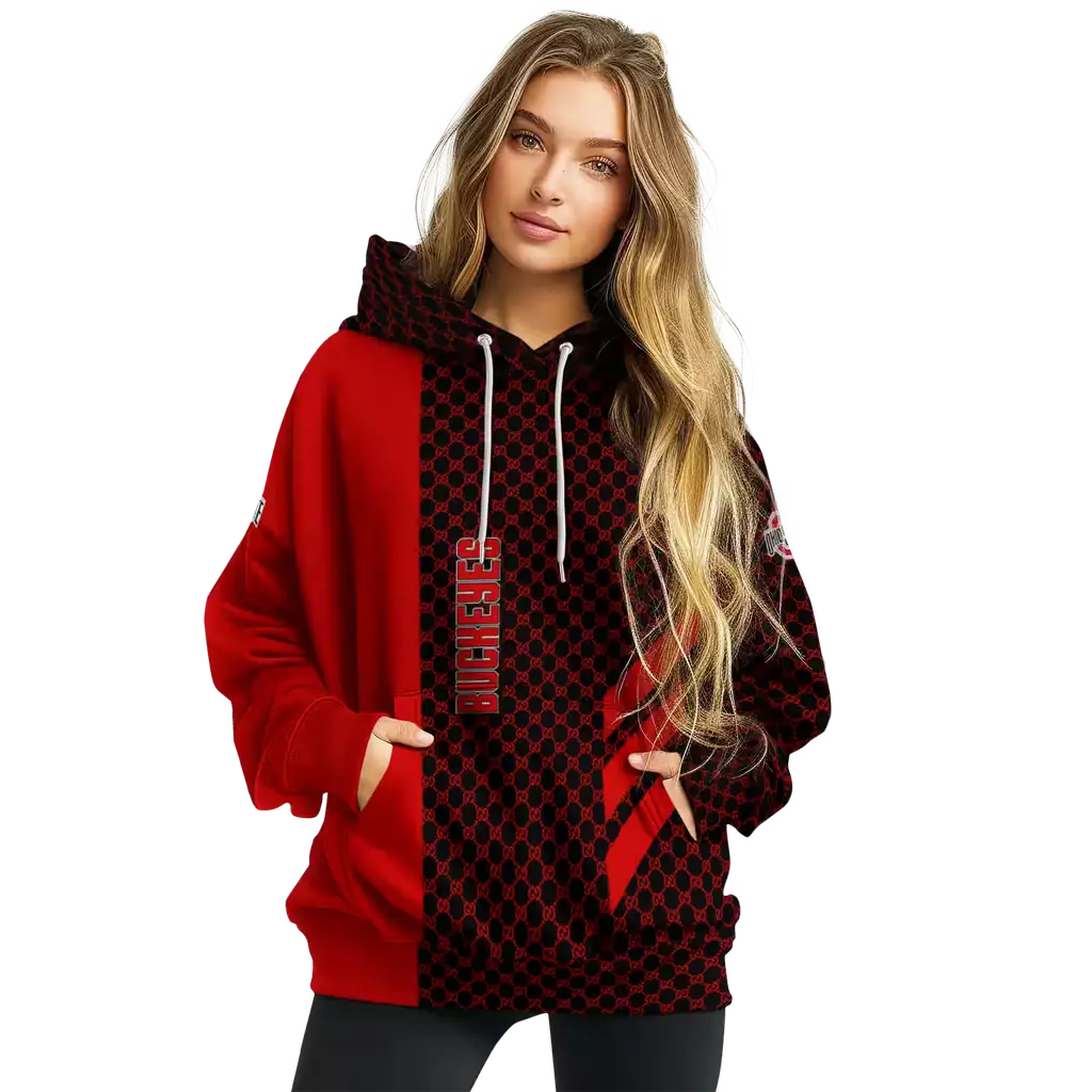 ohio state buckeyes monogram pattern scarlet hoodie high quality ohio state buckeyes monogram pattern scarlet hoodie high quality