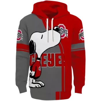 ohio state buckeyes playful snoopy scarlet hoodie best selling