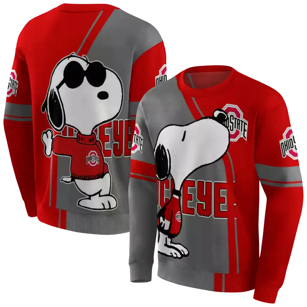ohio state buckeyes playful snoopy scarlet hoodie premium grade ohio state buckeyes playful snoopy scarlet hoodie premium grade