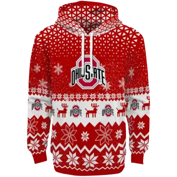 ohio state buckeyes reindeer motif scarlet hoodie best selling