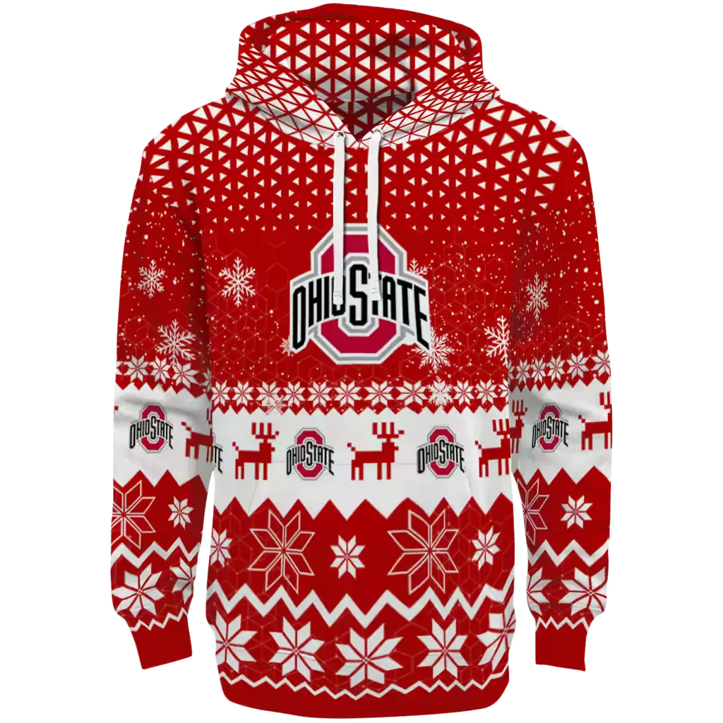 ohio state buckeyes reindeer motif scarlet hoodie best selling ohio state buckeyes reindeer motif scarlet hoodie best selling