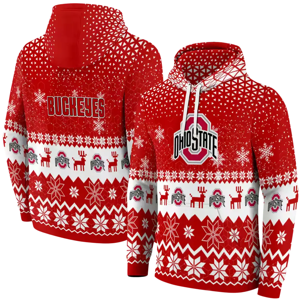 ohio state buckeyes reindeer motif scarlet hoodie fashion forward ohio state buckeyes reindeer motif scarlet hoodie fashion forward