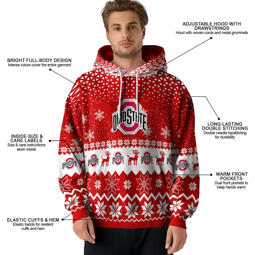ohio state buckeyes reindeer motif scarlet hoodie latest model ohio state buckeyes reindeer motif scarlet hoodie latest model