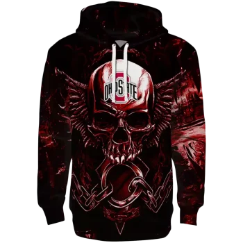 ohio state buckeyes skull artwork scarlet black hoodie best selling