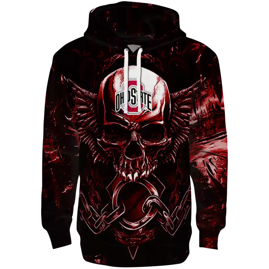 ohio state buckeyes skull artwork scarlet black hoodie best selling ohio state buckeyes skull artwork scarlet black hoodie best selling