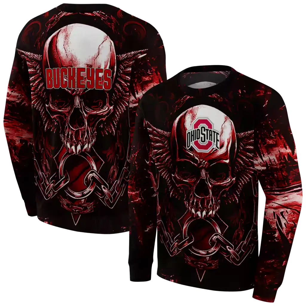ohio state buckeyes skull artwork scarlet black hoodie premium grade ohio state buckeyes skull artwork scarlet black hoodie premium grade