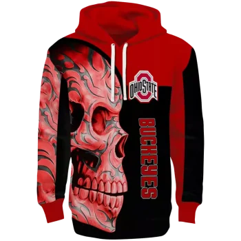 ohio state buckeyes skull motif scarlet black hoodie best selling