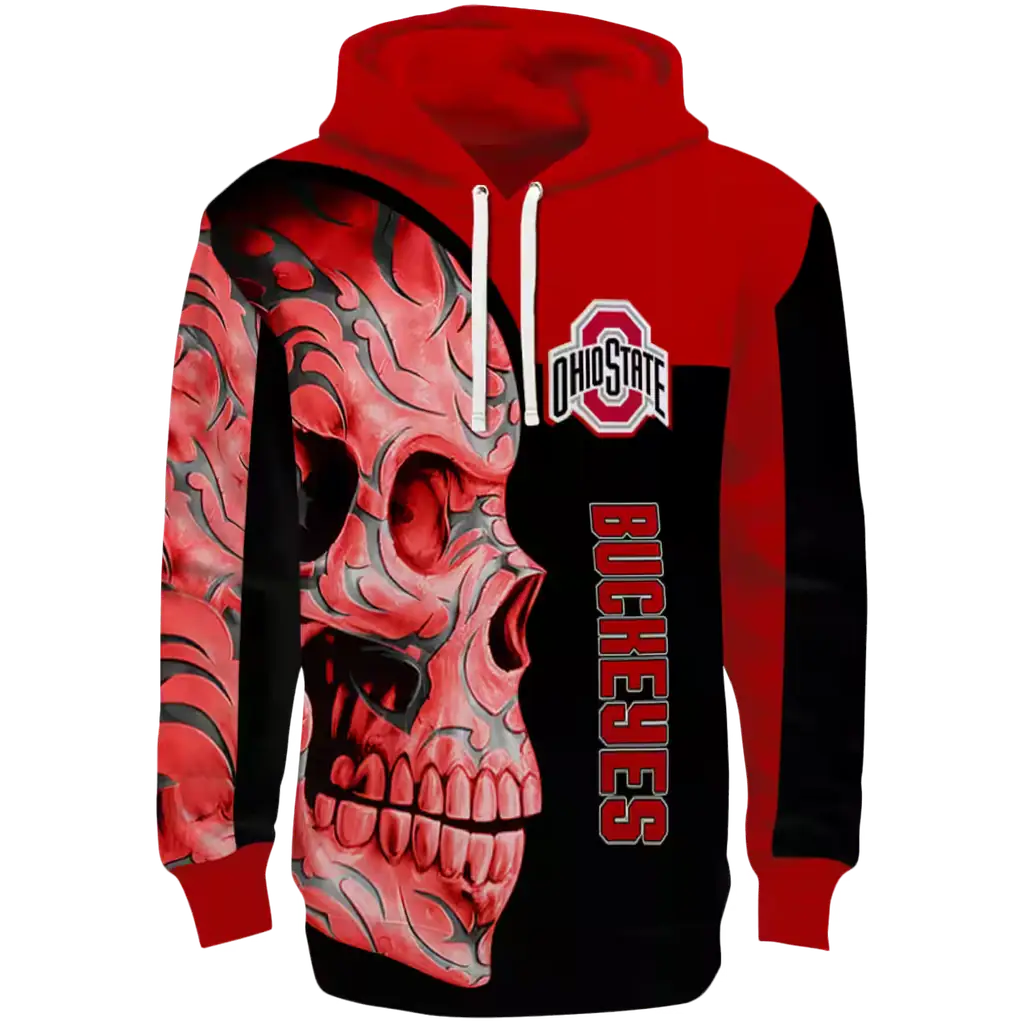 ohio state buckeyes skull motif scarlet black hoodie best selling ohio state buckeyes skull motif scarlet black hoodie best selling