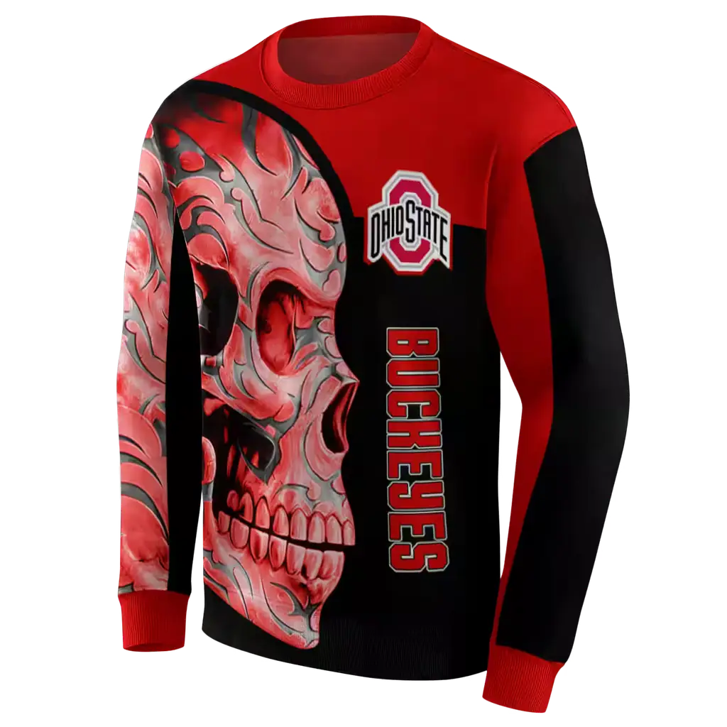ohio state buckeyes skull motif scarlet black hoodie new arrival ohio state buckeyes skull motif scarlet black hoodie new arrival