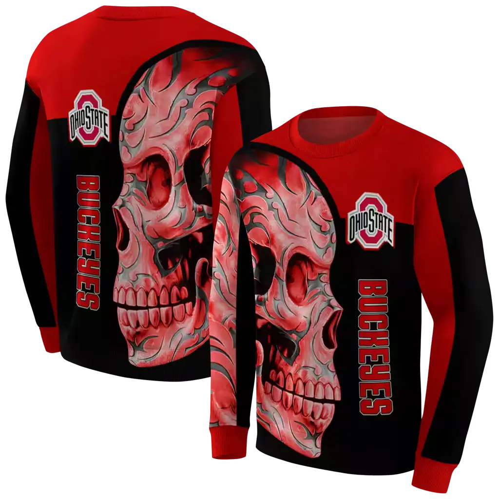 ohio state buckeyes skull motif scarlet black hoodie premium grade ohio state buckeyes skull motif scarlet black hoodie premium grade