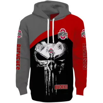 ohio state buckeyes skull punisher gray black hoodie best selling
