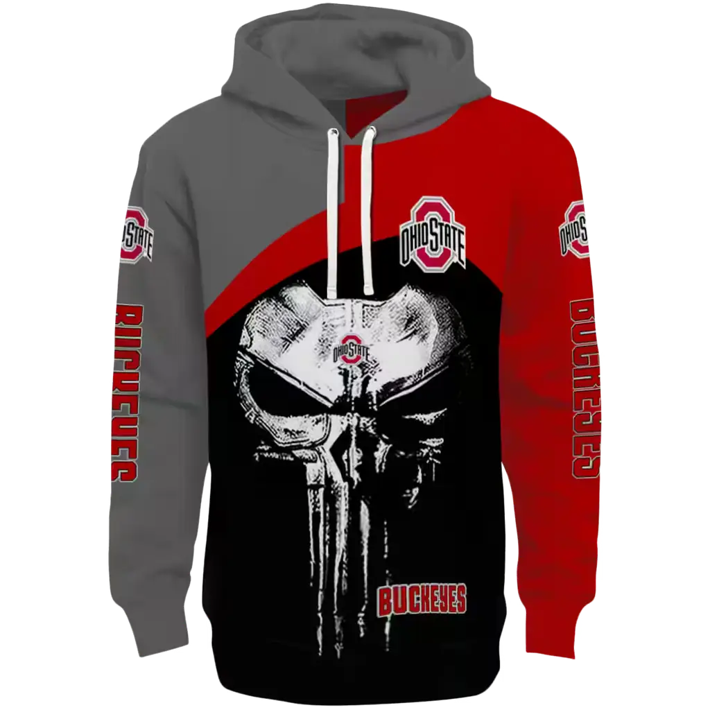 ohio state buckeyes skull punisher gray black hoodie best selling ohio state buckeyes skull punisher gray black hoodie best selling