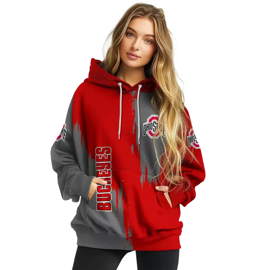 ohio state buckeyes splatter effect scarlet hoodie high quality ohio state buckeyes splatter effect scarlet hoodie high quality