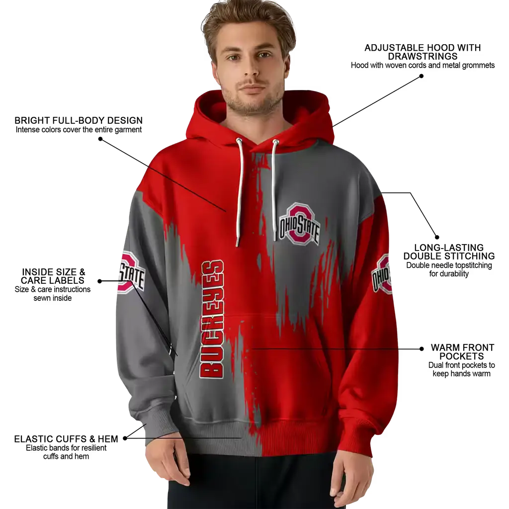 ohio state buckeyes splatter effect scarlet hoodie latest model ohio state buckeyes splatter effect scarlet hoodie latest model