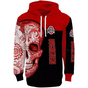ohio state buckeyes sugar skull scarlet black hoodie best selling