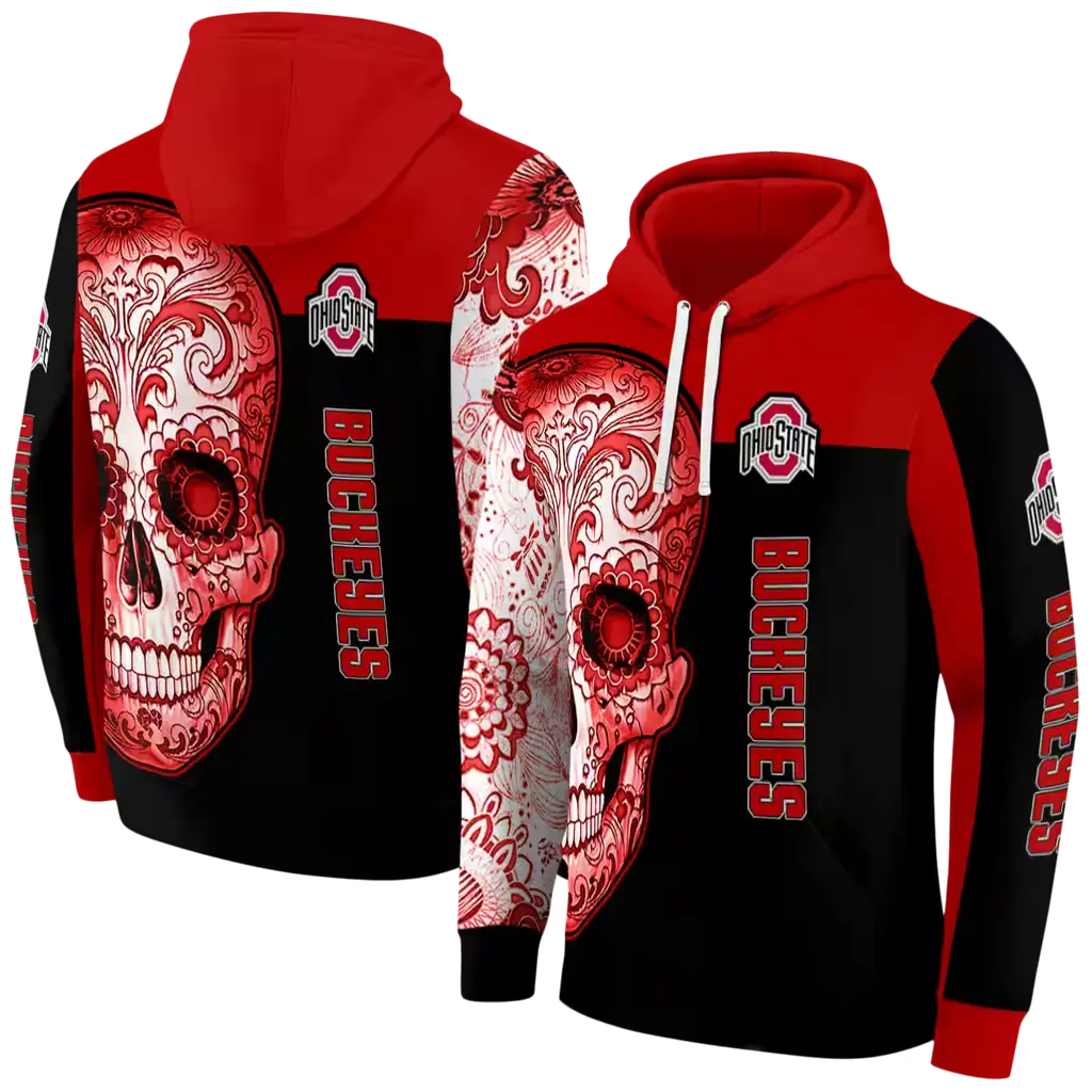 ohio state buckeyes sugar skull scarlet black hoodie fashion forward ohio state buckeyes sugar skull scarlet black hoodie fashion forward