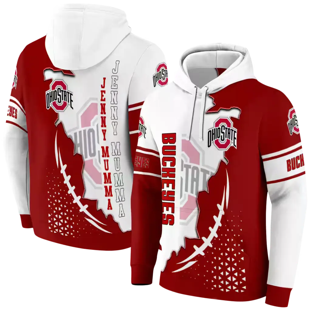 ohio state buckeyes triangular pattern scarlet white hoodie fashion forward ohio state buckeyes triangular pattern scarlet white hoodie fashion forward