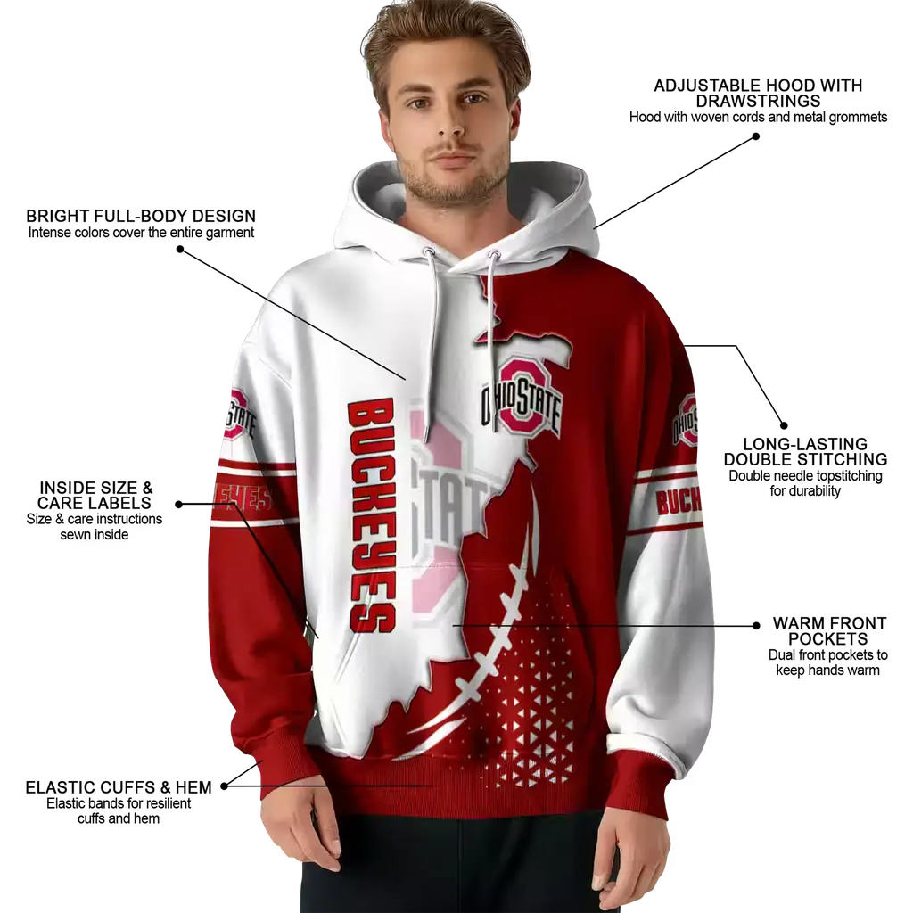 ohio state buckeyes triangular pattern scarlet white hoodie latest model ohio state buckeyes triangular pattern scarlet white hoodie latest model