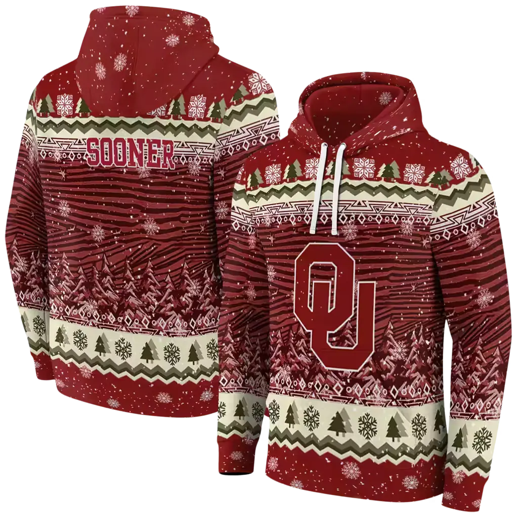 oklahoma sooners christmas trees crimson hoodie fashion forward oklahoma sooners christmas trees crimson hoodie fashion forward