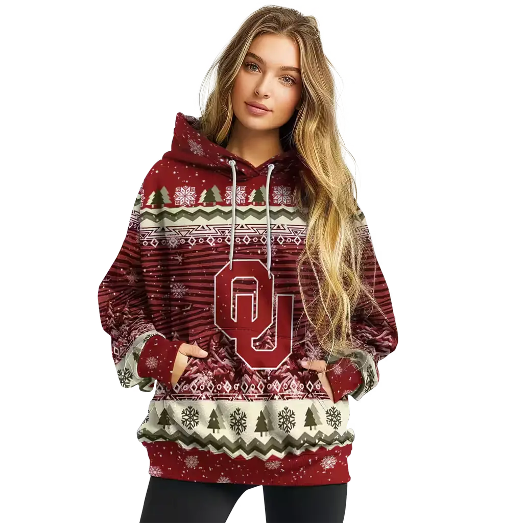 oklahoma sooners christmas trees crimson hoodie high quality oklahoma sooners christmas trees crimson hoodie high quality