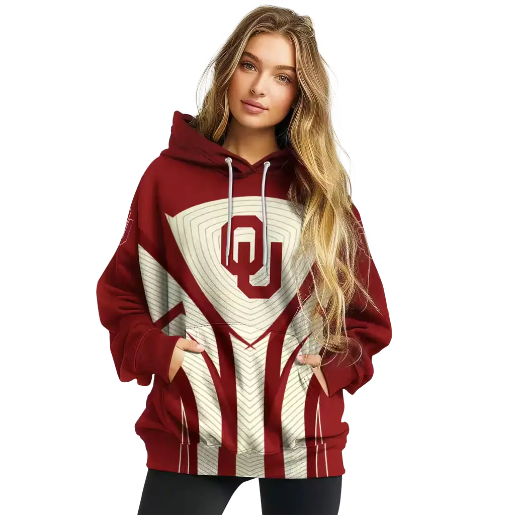 oklahoma sooners concentric lines crimson black hoodie high quality oklahoma sooners concentric lines crimson black hoodie high quality